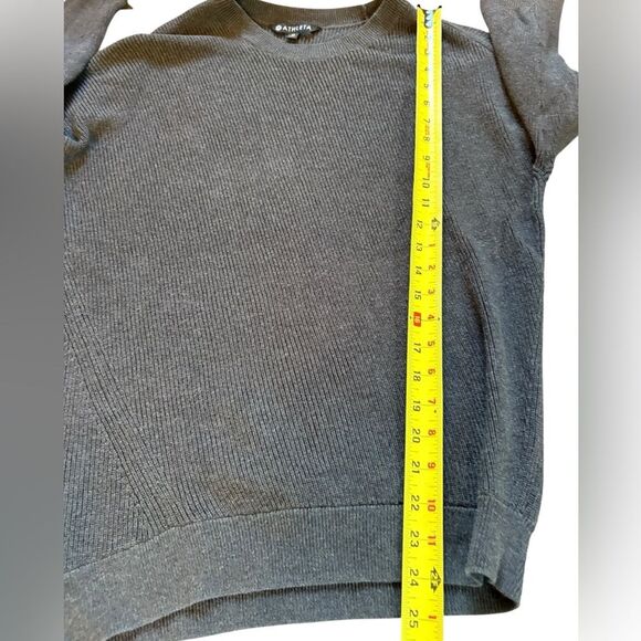 Athleta Rest Day Asymmetrical Hem Sweater Gray Silk Pima Cotton Blend Womens Med - Picture 13 of 13
